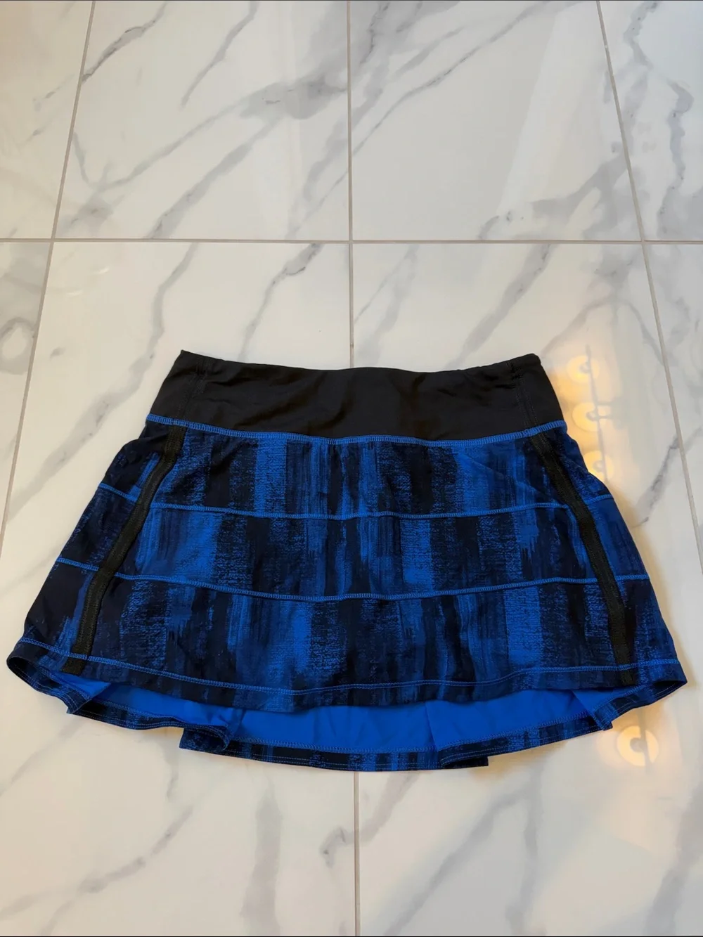 Lululemon Pace Rival Skirt II Nightsky White Harbor Blue Black Skort Size 4